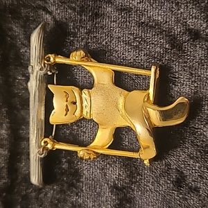 Ultra Craft Whimsical "Cat Swinging From a Branch" Broach Pin